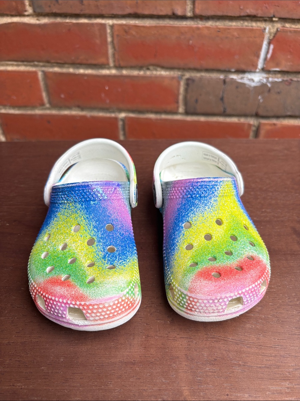 CROCS Kids Tie-Dye Slip-On Clogs in Rainbow Colors